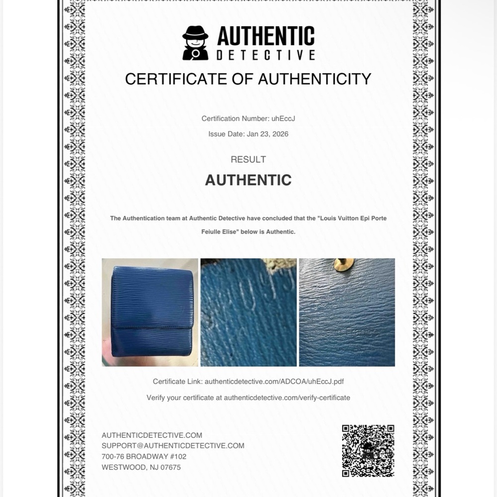 Louis Vuitton Epi Porte Feiulle Elise Leather Trifold Wallet Blue HOST PICK COA - Picture 11 of 11